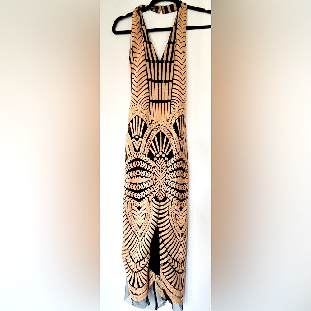 BRAND NEW LAVISH ALICE V NECK HALTER ZIP BACK DRESS FULLY LINED SIZE US2 UK6 NWT